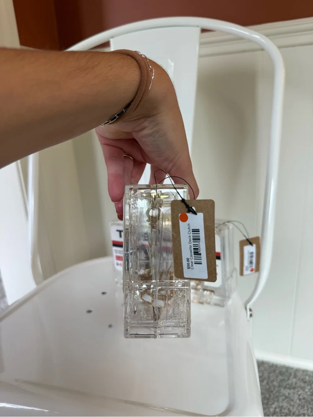 Clear Retro Acrylic Casette Tape Deck Clutch, new with tags attached